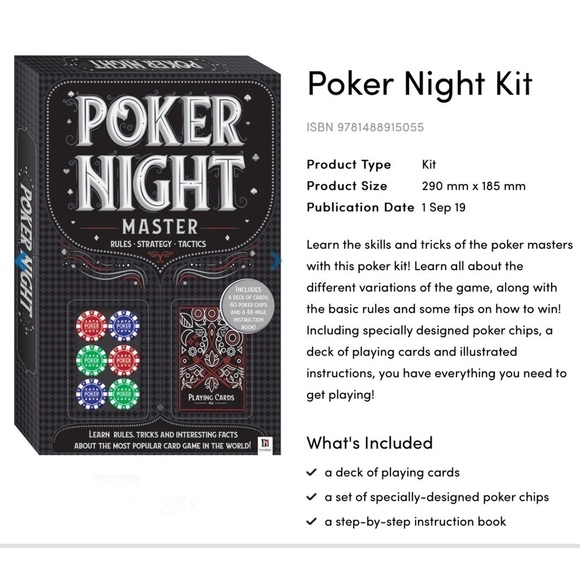 Poker Night Card Kit Master Game Set with Instructions All Level Players - Picture 5 of 13
